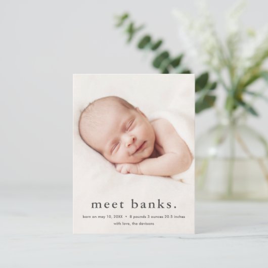 Faire-part de naissance photo bébé moderne 3 (Debout devant)
