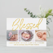 faire-part de naissance photo "Béni" Real Foil 3 (Debout devant)