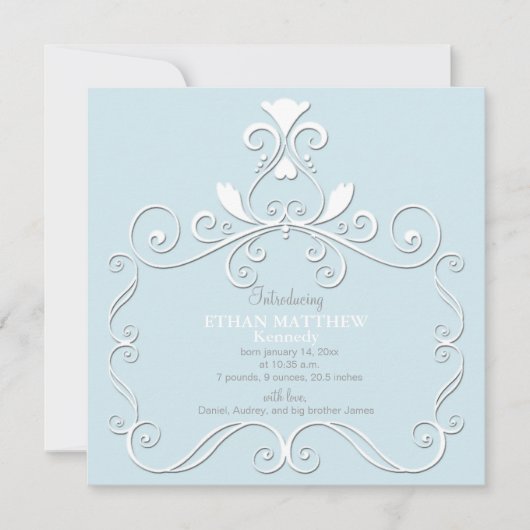 Faire-part de naissance photo bleu petit Pourcenta (Devant)