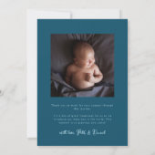 Faire-part de naissance photo bleu sarcelle Doodle (Dos)