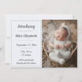Faire-part de naissance photo Blue Chevron (Devant)