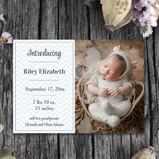 Faire-part de naissance photo Blue Chevron