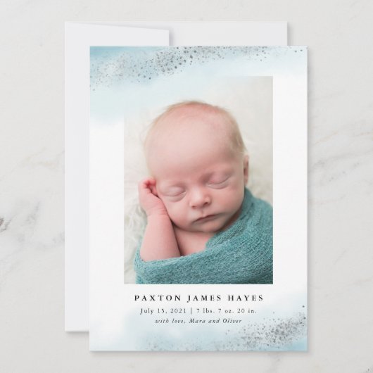 Faire-part de naissance photo Blue Silver Cloud Ba (Devant)