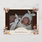 Faire-part de naissance photo bohème floral (Devant)