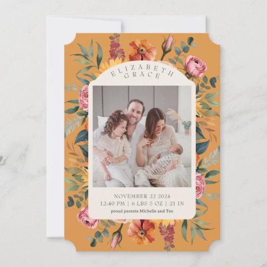 Faire-part de naissance photo Boho Fall Floral Arc (Devant)