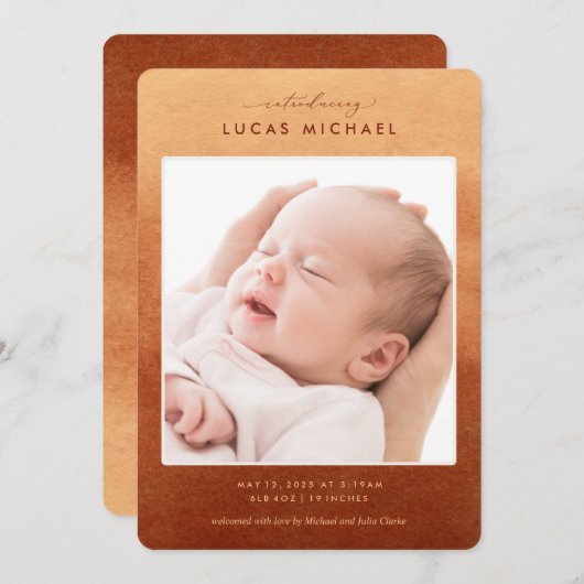 Faire-part de naissance photo Boho Terracotta Ombr (Devant / Derrière)