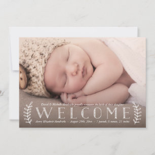 Faire-part de naissance photo botanique rustique
