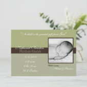 faire-part de naissance photo Brown vert 5x7 (Debout devant)