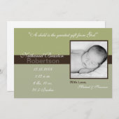 faire-part de naissance photo Brown vert 5x7 (Devant / Derrière)