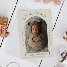 Faire-part de naissance photo cadre en arc simple 
