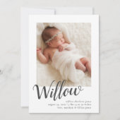 Faire-part de naissance photo Calligraphie simple (Devant)