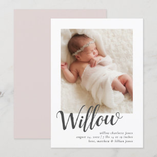 Faire-part de naissance photo Calligraphie simple