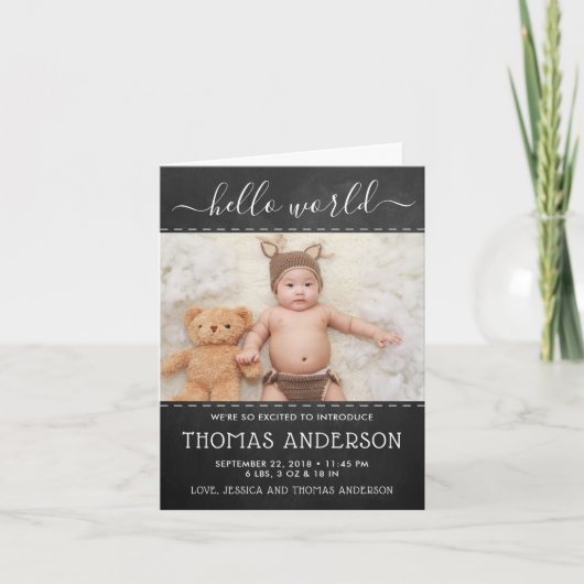 Faire-part de naissance photo Chalkboard tendance (Devant)