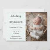 Faire-part de naissance photo Chevron turquoise (Devant)