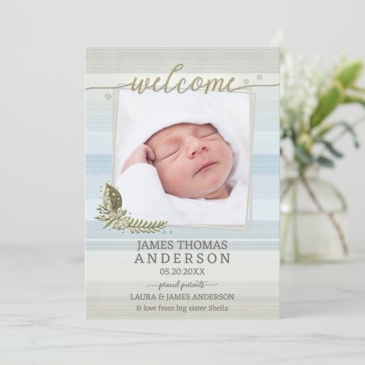 Faire-part de naissance photo chic Script Baby (Debout devant)