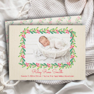 Faire-part de naissance photo Christmas Greenery
