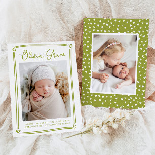 Faire-Part de Naissance Photo Cœurs Fantaisistes V
