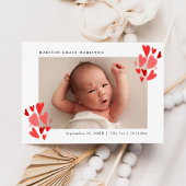 Faire-part de naissance photo Coeurs rouges mignon