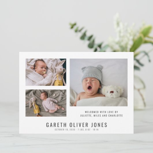 Faire-part de naissance photo Collage de bébé mode (Debout devant)