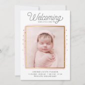 Faire-part de naissance photo Confetti rose et or (Devant)