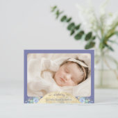 Faire-part de naissance photo couleur violet de la (Debout devant)