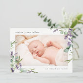 Faire-part de naissance photo Cute Lavender Foliag (Debout devant)