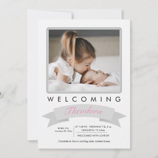 Faire-part de naissance photo d'accueil (Devant)