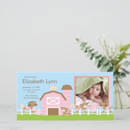 Faire-part de naissance PHOTO D'Animaux Agricoles (Debout devant)