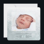 Faire-part de naissance photo d'arrivée hivernale<br><div class="desc">Un joli motif de flocon de neige pour présenter l'arrivée de votre bébé d'hiver. La carte est facile à customiser avec votre libellé, police, couleur de police, options de forme de papier et choix de six types de papier. Pas exactement ce que vous cherchez ? Tous nos produits peuvent être...</div>