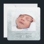 Faire-part de naissance photo d'arrivée hivernale<br><div class="desc">Un joli motif de flocon de neige pour présenter l'arrivée de votre bébé d'hiver. La carte est facile à customiser avec votre libellé, police, couleur de police, options de forme de papier et choix de six types de papier. Pas exactement ce que vous cherchez ? Tous nos produits peuvent être...</div>
