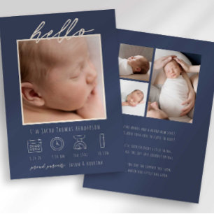 Faire-Part de Naissance Photo de Bébé avec Texte M