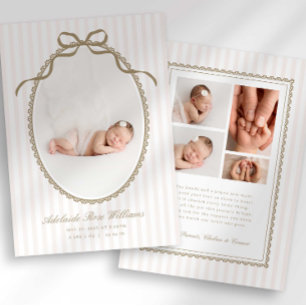 Faire-part de naissance Photo de bébé avec un nœud