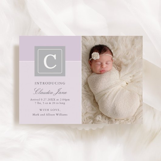 Faire-part de naissance photo de bébé fille au mon