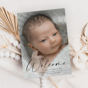 Faire-part de naissance photo de bébé Script Welco