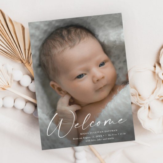 Faire-part de naissance photo de bébé Script Welco