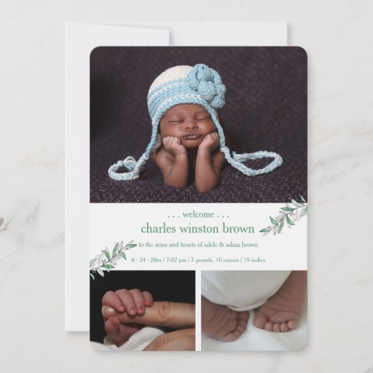 Faire-part de naissance photo de bienvenue de l'ap (Devant)