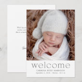 Faire-Part de Naissance Photo de Bienvenue Moderne (Devant / Derrière)