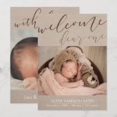 Faire-part de naissance photo de bienvenue moderne (Devant / Derrière)