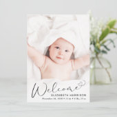 Faire-part de naissance photo de bienvenue moderne (Debout devant)