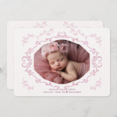 Faire-part de naissance photo de cadre cursif (Devant / Derrière)