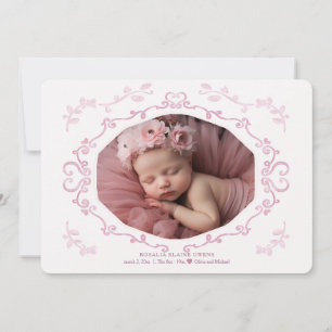 Faire-part de naissance photo de cadre cursif