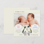 Faire-part de naissance photo de famille Penguin p (Devant / Derrière)