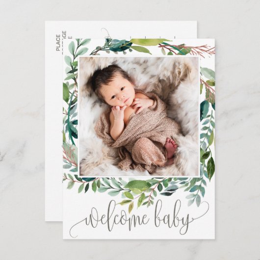 Faire-part de naissance photo de feuillage (Devant / Derrière)
