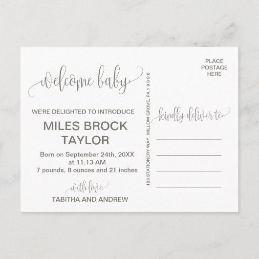 Faire-part de naissance photo de feuillage (Dos)