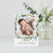 Faire-part de naissance photo de feuillage (Debout devant)