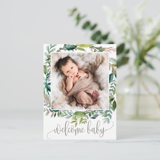 Faire-part de naissance photo de feuillage (Debout devant)