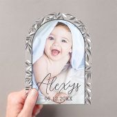 Faire-part de naissance photo de feuillage noir et (In situ (ordinateur de poche))