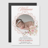 Faire-part de naissance photo de la couronne Rose  (Devant / Derrière)