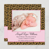 Faire-part de naissance photo de la fille léopard  (Devant / Derrière)