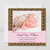 Faire-part de naissance photo de la fille léopard  (Devant)